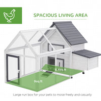 Chicken Coop Wooden Chicken House Rabbit Hutch Poultry Cage Hen Pen With Nesting Box, Ramp, Run