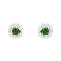 .925 Sterling Silver 1/4 Cttw Round Brilliant-Cut Green Diamond Miracle-Set Stud Earrings (Fancy Color-Enhanced, I1-I2 Clarity)