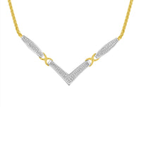 14K Yellow and White Gold 2.0 Cttw Princess Cut Diamond Flared and X-Station V Shaped 18â€ Franco Chain Statement Necklace (H-I Color, SI2-I1 Clarity)