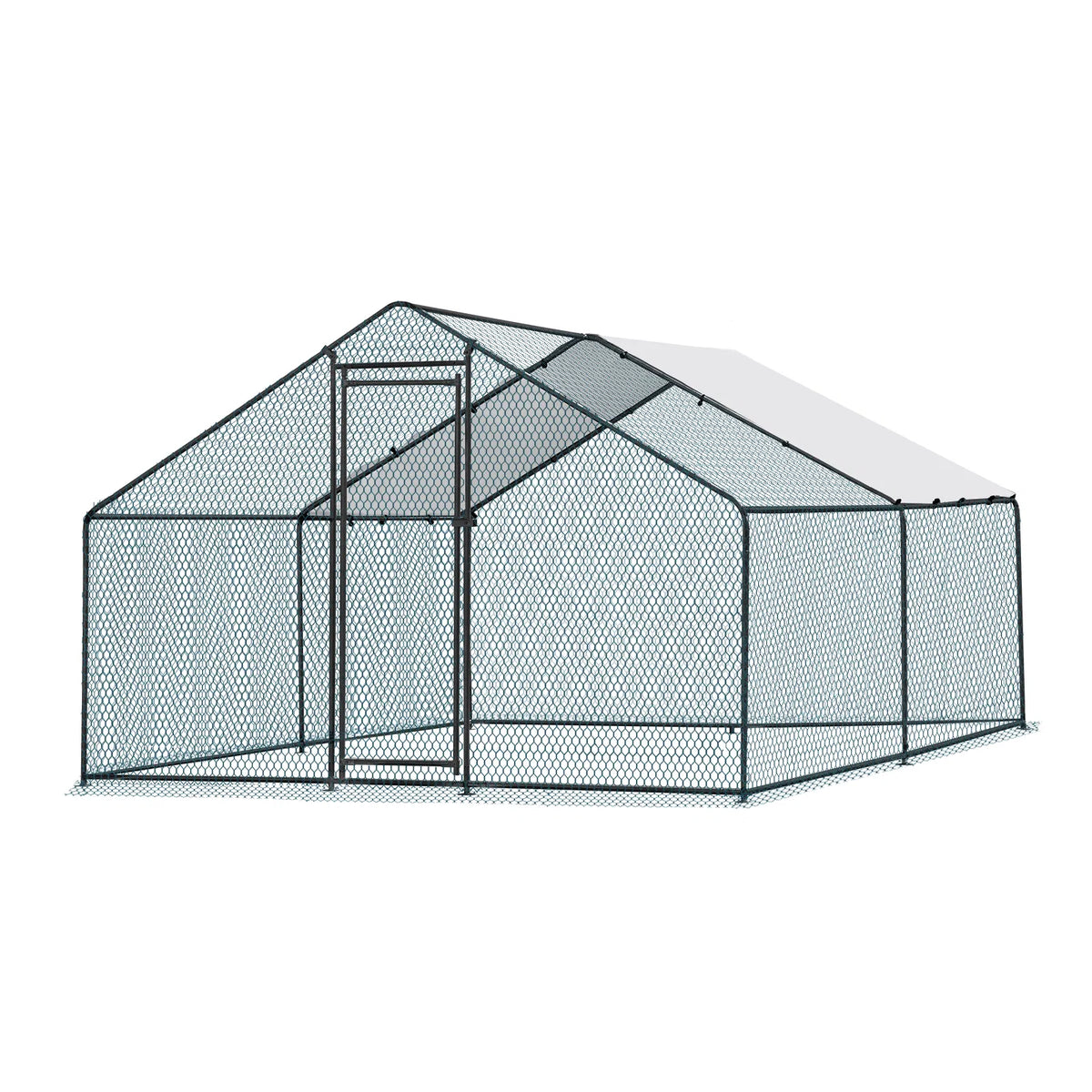 13 x 10 ft Large Metal Chicken Coop, Walk-in Poultry Cage Chicken Hen Run House with Waterproof Cover, Rabbits Cats Dogs