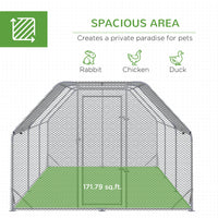 9.2 x 18.7 x 6.4 Large Chicken Coop Metal Chicken Run with Waterproof and Anti-UV Cover, Flat Shaped Walk in Fence Cage 
