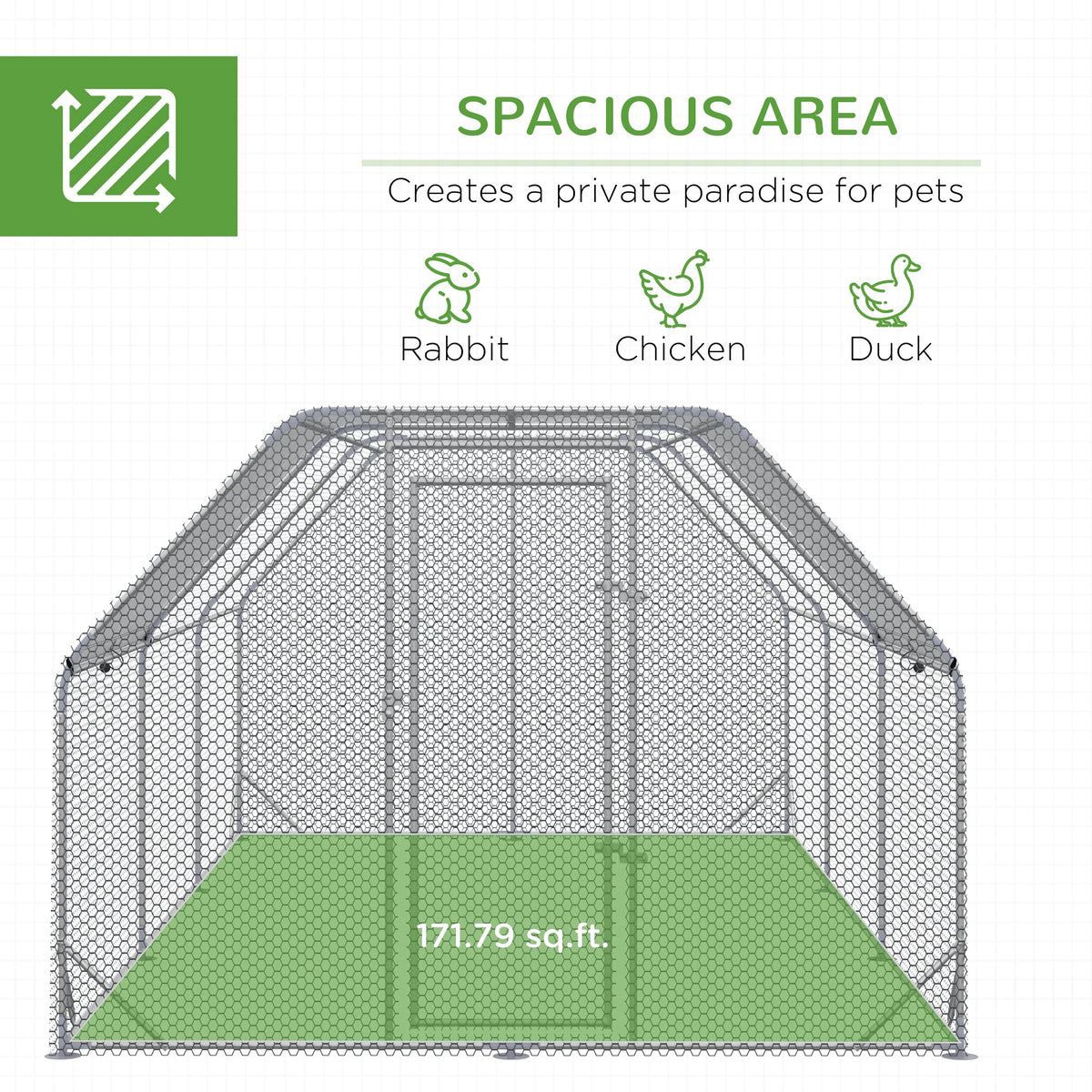 9.2 x 18.7 x 6.4 Large Chicken Coop Metal Chicken Run with Waterproof and Anti-UV Cover, Flat Shaped Walk in Fence Cage 