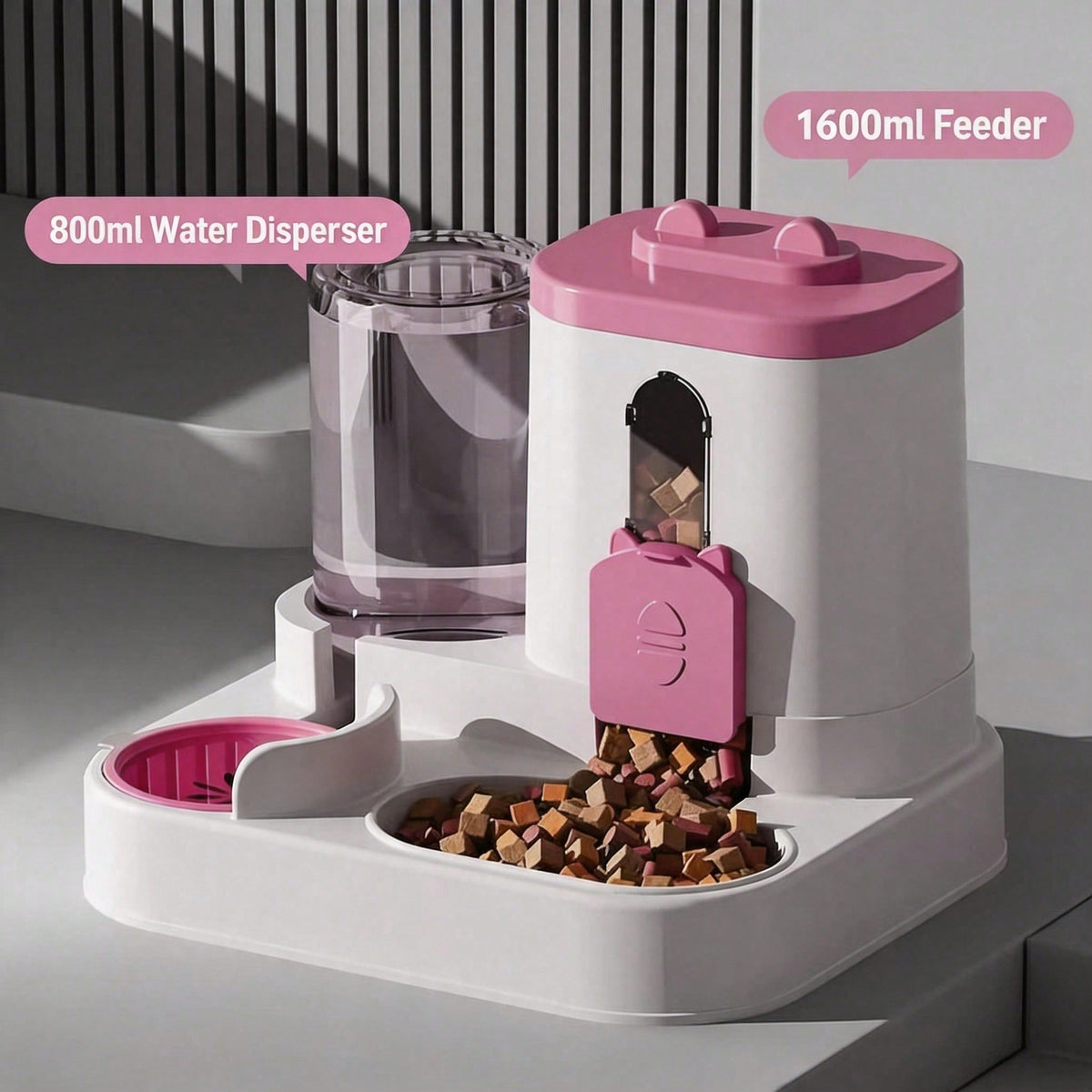 4 Colors Gravity Pet Feeder Water Dispenser Cute Cat Shaped Automatic Food Water Bowl Large Capacity Detachable Stable A