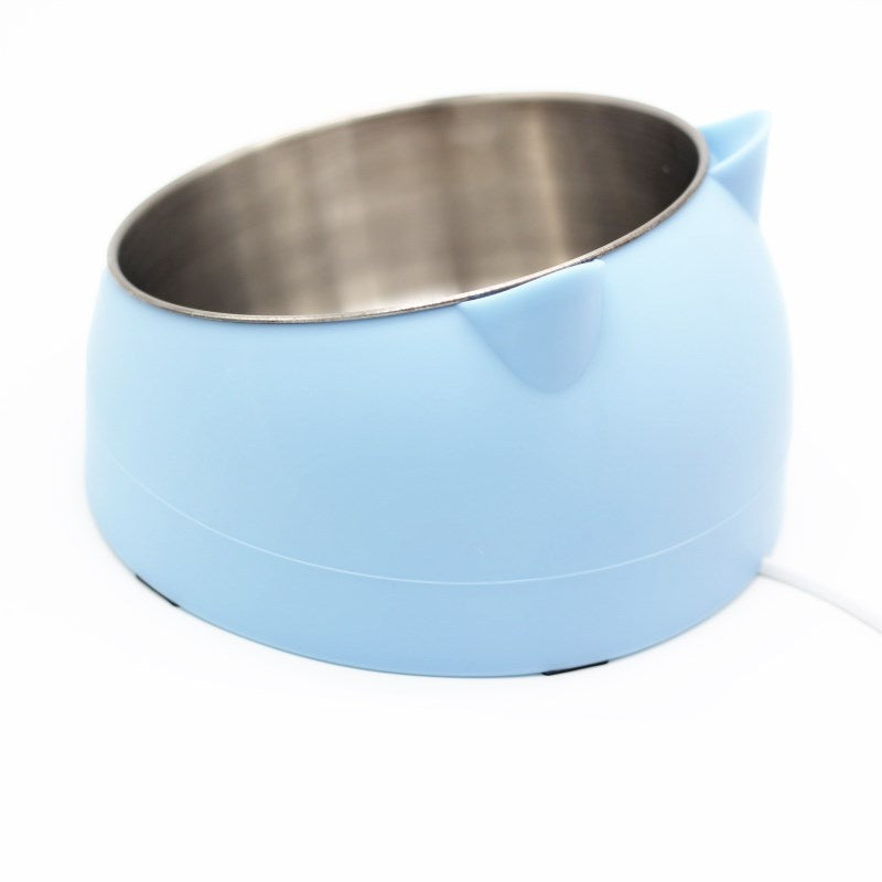 Stainless Steel Dog Bowl Double Bowl Cervical Protection Oblique Mouth Hot Pet Food Basin Supplies