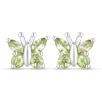 1.00 Carat Genuine Peridot .925 Sterling Silver Earrings
