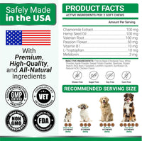 Hemp Calming Chews for Dogs 240 Count Anxiety Relief Melatonin & Chamomile