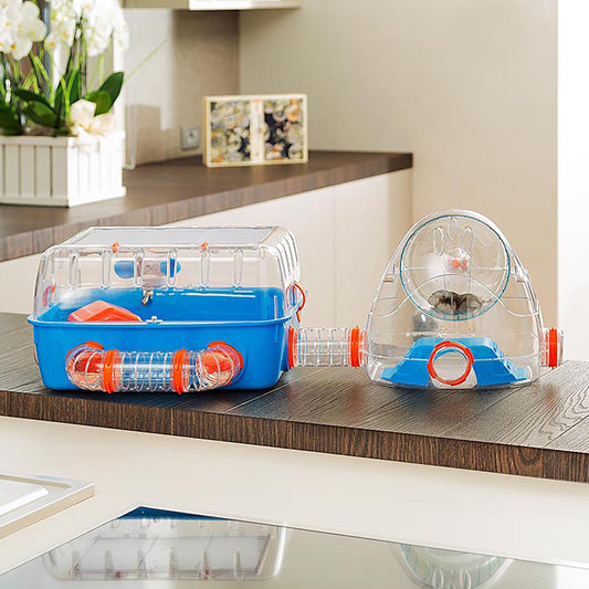 Combi 2 Starter Hamster Cage | Includes Accessories | 31.3L X 11.61W X 10.35H Inches, Blue - BIG FRENCHIES
