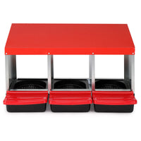 3 Compartment Roll Out Chicken Nesting Box with Plastic Basket, Egg Nest Box Chicken Laying Box Hens Chicken Coop Box, R