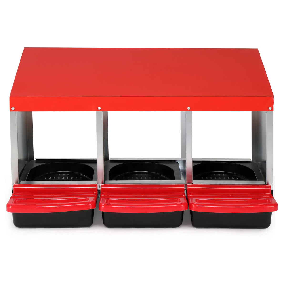 3 Compartment Roll Out Chicken Nesting Box with Plastic Basket, Egg Nest Box Chicken Laying Box Hens Chicken Coop Box, R