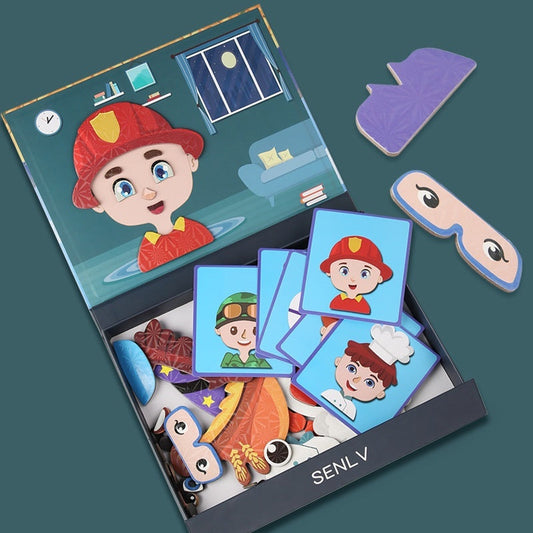 Magnetic Puzzle Featuring Characters In Various Professions And A Princess Dress-up Set