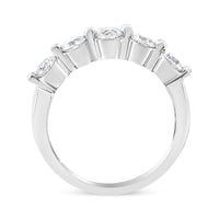 14K White Gold 1.00 Cttw Brilliant Round Cut Diamond 5-Stone Band Ring (H-I Color, SI2-I1 Clarity) - Ring Size 7