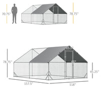 10 x 13 x 6.5 Metal Frame Chicken Run, Outdoor Hen House with Cover & Lockable Door