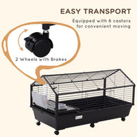 Metal Small Animal Cage, Rabbit Cage for Guinea Pig Chinchilla Hedgehog Bunny with Removable Wheels and Foldable Detacha
