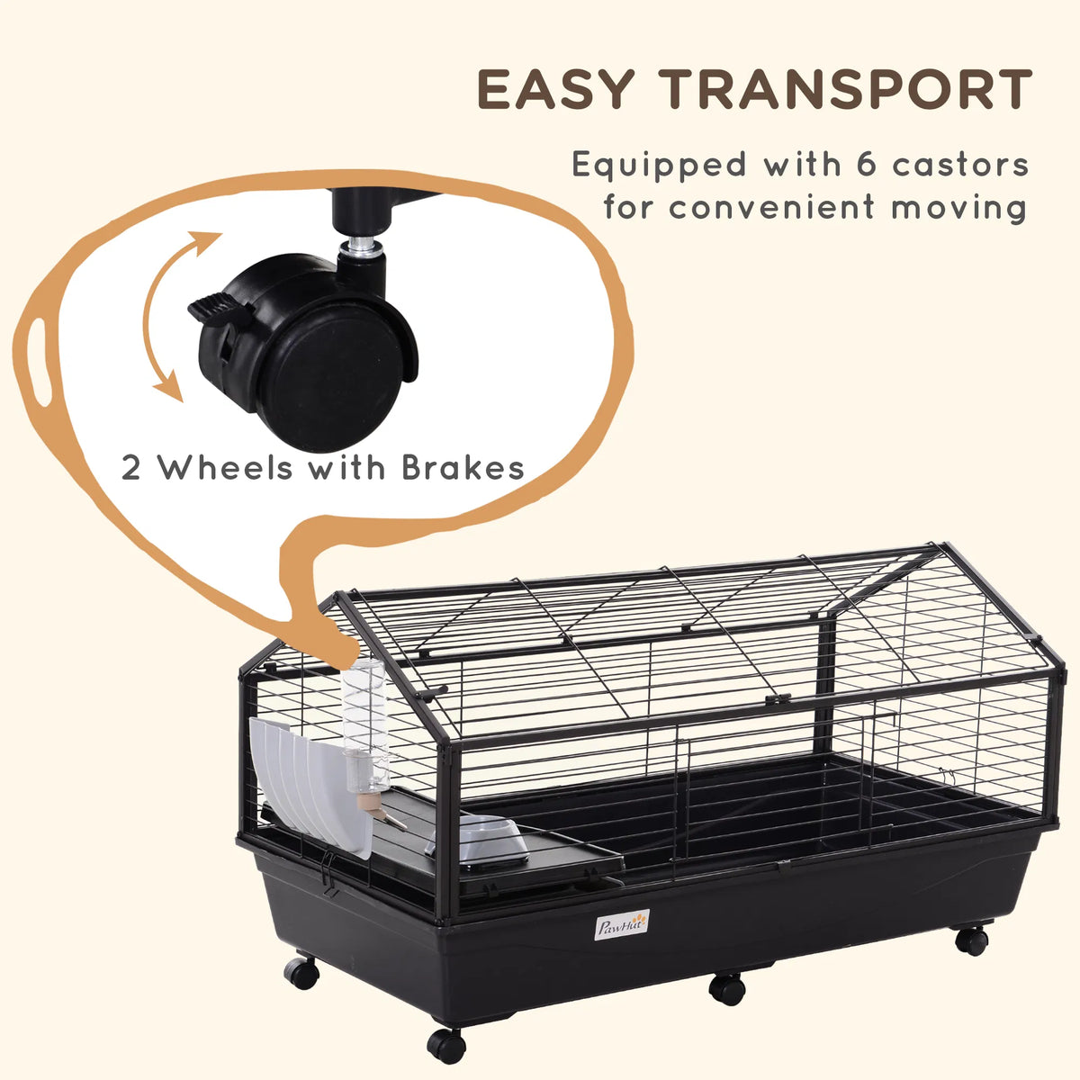 Metal Small Animal Cage, Rabbit Cage for Guinea Pig Chinchilla Hedgehog Bunny with Removable Wheels and Foldable Detacha