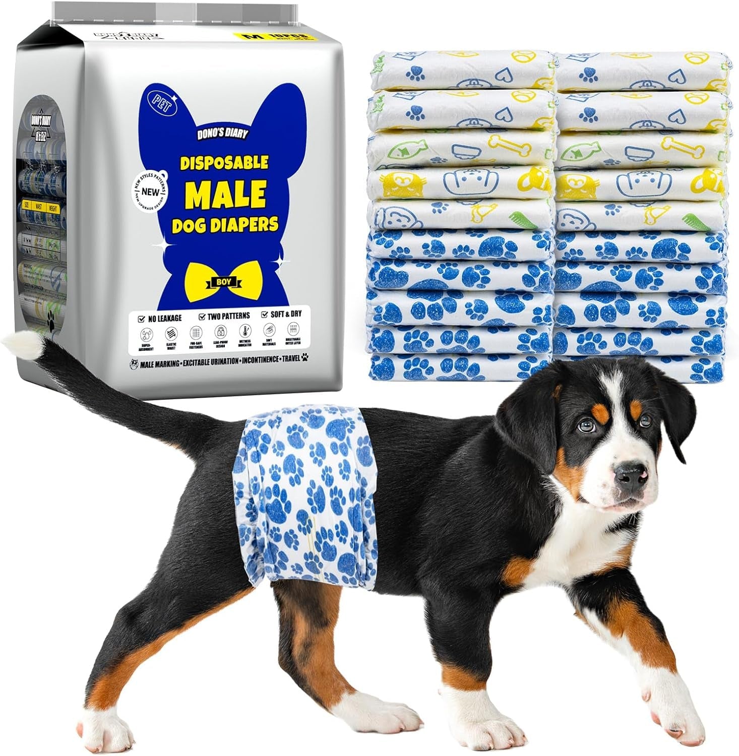 Male Dog Diapers 60 Count Disposable Belly Bands Leakproof Absorbent