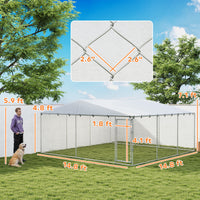 15 x 15 x 7 Dog Kennel Outdoor for Small Medium Large Dogs with Waterproof Roof, Silver