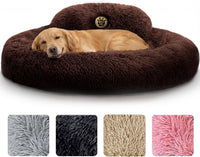 Medium Calming Dog Bed 30in Donut Plush Washable Bed Up to 45lbs