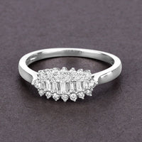 0.37 Carat Genuine White Diamond 14K White Gold Ring (E-F Color, VS-SI Clarity)