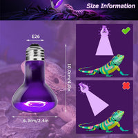 Reptile Night Heat Bulb 75W Purple UVA Basking Lamp E26 2 Pack