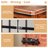 32in Dog Crate Furniture, Double Door Wooden Indoor Dog Kennel Furniture, Decorative Pet Cage End Table With Wheels For 