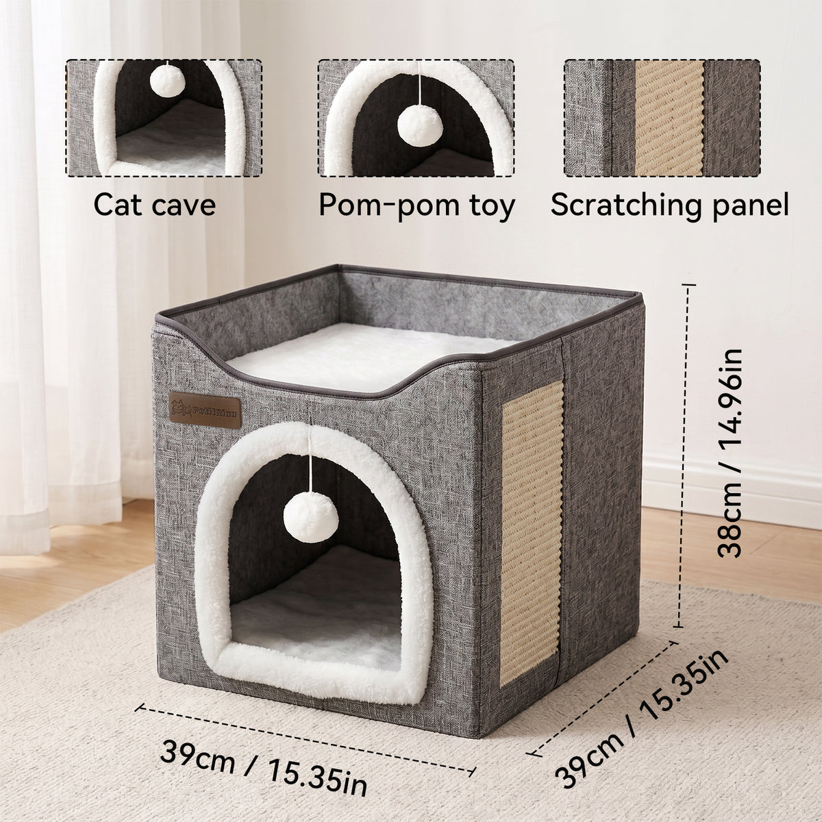 Arched Cat Bed In Green And Gray Color
