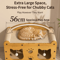 Multi-Style Double-Layer Cat Scratcher House, 2-Tier Large Cat Villa Bed With Corrugated Cardboard, Interactive Hanging 