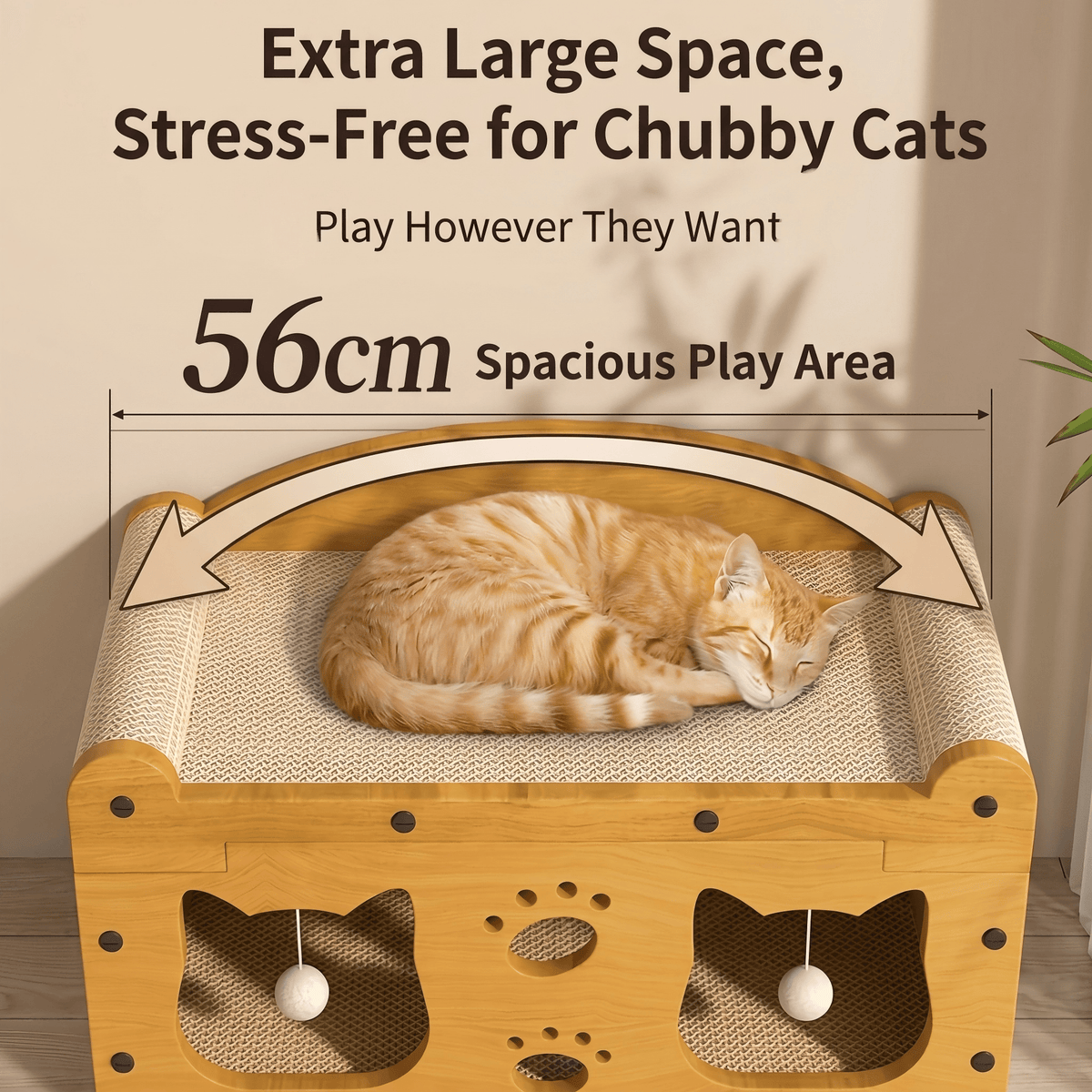 Multi-Style Double-Layer Cat Scratcher House, 2-Tier Large Cat Villa Bed With Corrugated Cardboard, Interactive Hanging 