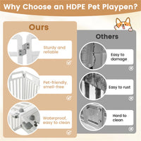 8-Panel HDPE Pet Fence (White) - Multiple Configurations (Octagon/Square/House), 50"x50"x32" Square Size, Lockable Door