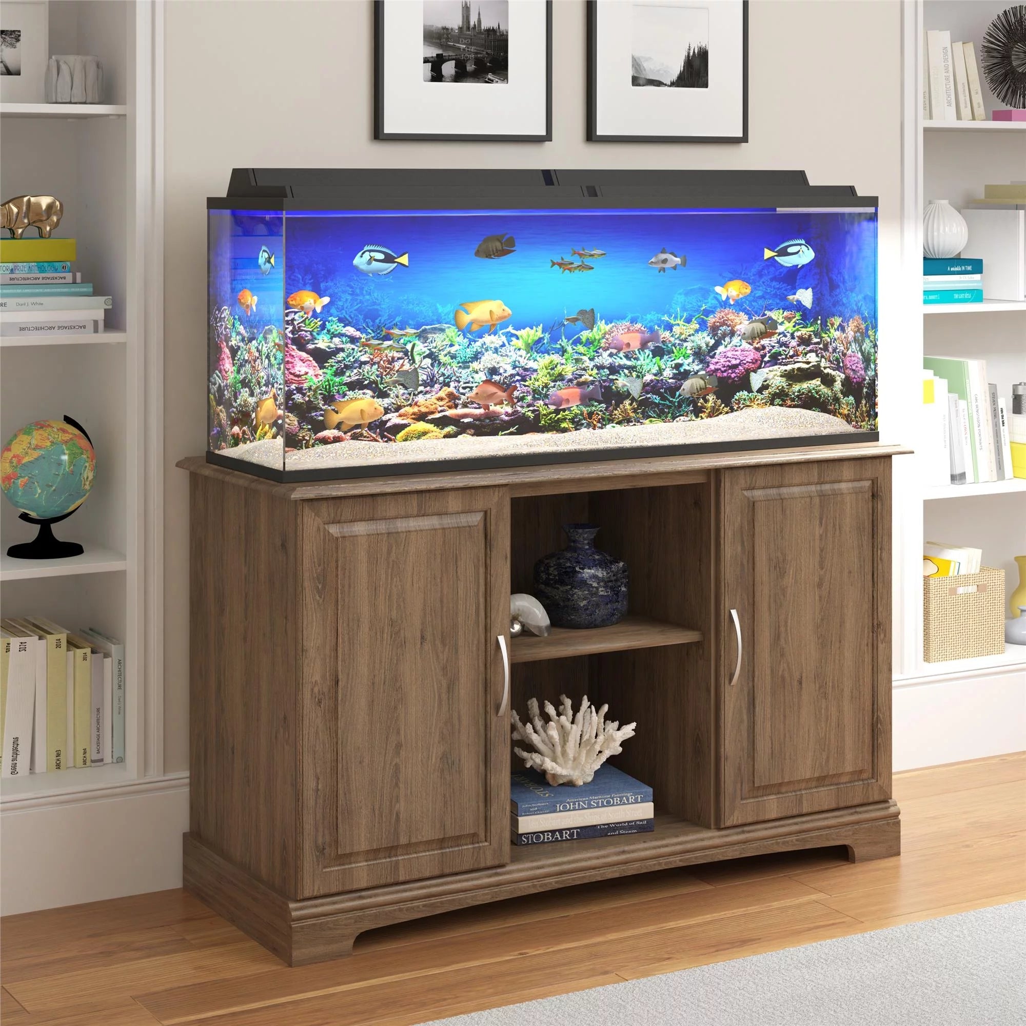 Alta Vista 50 - 75 Gallon Aquarium Stand, Rustic Oak - BIG FRENCHIES