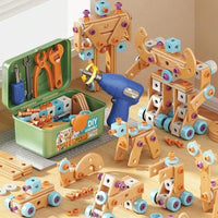 126-Piece Creative Wooden Construction & Tool Set Early Education Pretend Play Toy