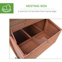 96.5" Chicken Coop Wooden Hen House Poultry Cage Pen Portable with Wheels and Nesting Box, Chicken Cage for Backyard Out