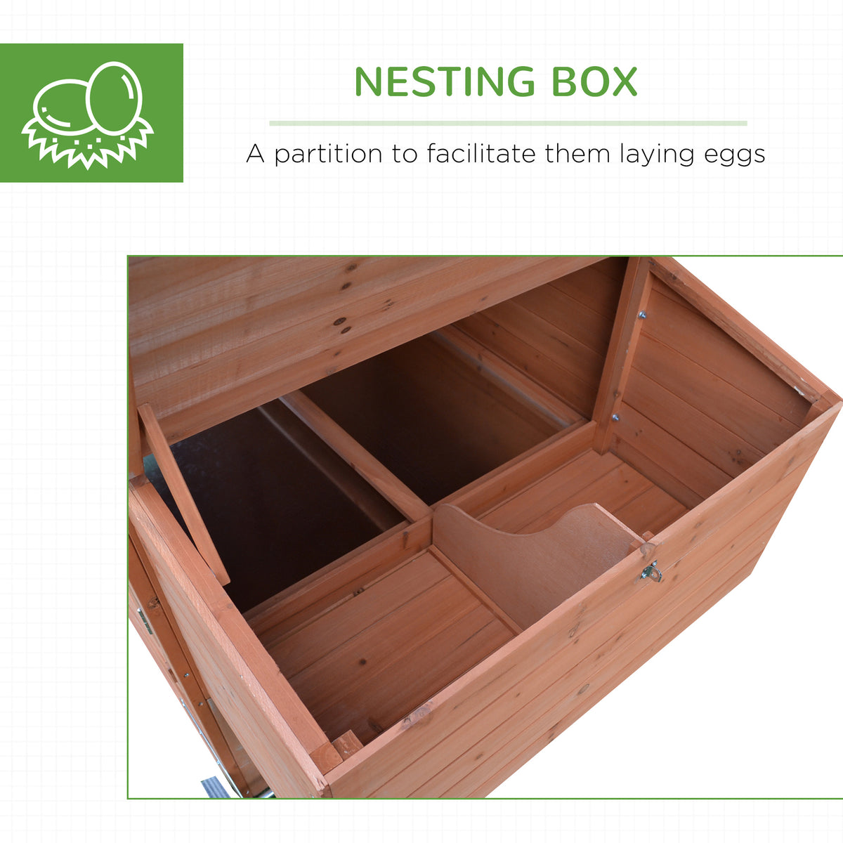 96.5" Chicken Coop Wooden Hen House Poultry Cage Pen Portable with Wheels and Nesting Box, Chicken Cage for Backyard Out