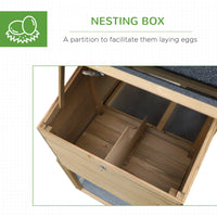 69" Wooden Chicken Coop, Poultry Cage Hen House with Connecting Ramp, Tray, Ventilated Window and Nesting Box