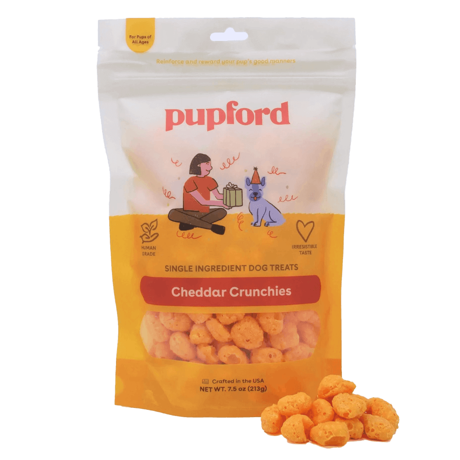 Pupford Cheddar Crunchies Dog Treats Made with Real Cheese, 7.5 oz, Pack of 10