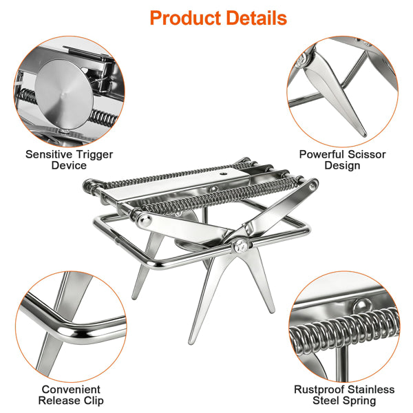 Powerful Mole Snap Trap - Thickened Waterproof Metal, Easy Foot-Step Setup, Humane Instant Kill, Safe For Lawn & Pets