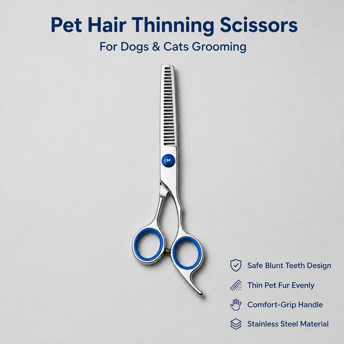 Pet Grooming Scissors Kit, 4 In 1 Professional Stainless Steel Dog Cat Grooming Shears Set, Straight & Curved & Thinning