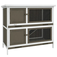 PawHut Wooden Bunny Hutch With Ramp, Indoor Outdoor, Brown