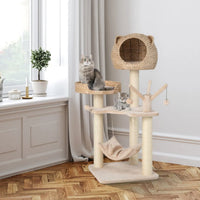 Five-story cat tree with hammock