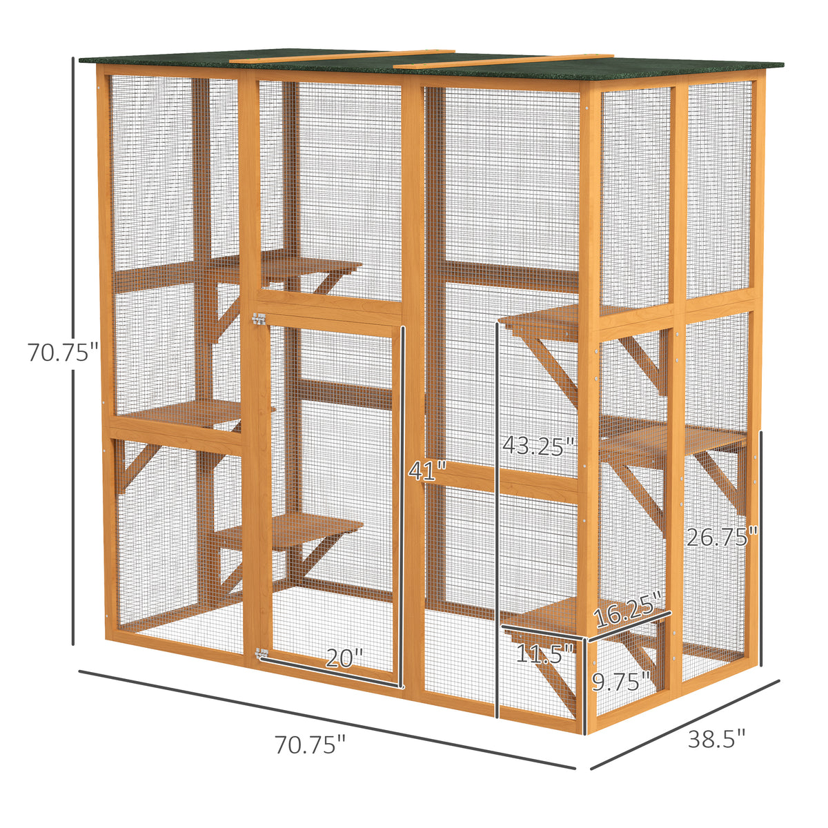 Outdoor Cat House Big Catio Wooden Feral Cat Shelter Enclosure with Large Spacious Interior, 6 High Ledges, Weather Prot