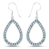 4.32 Carat Genuine London Blue Topaz .925 Sterling Silver Earrings