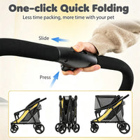 220LBS Large Capacity Dog Stroller, Foldable Pet Stroller with 360 Swivel Shock-Absorbing Wheels, One-Click Brake & Retr