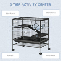 Small Animal Cage with Wheels, Pet Playpen for Rat, Syrian Hamster, Kitten, Ferrets, Chinchillas with Bottom Storage She