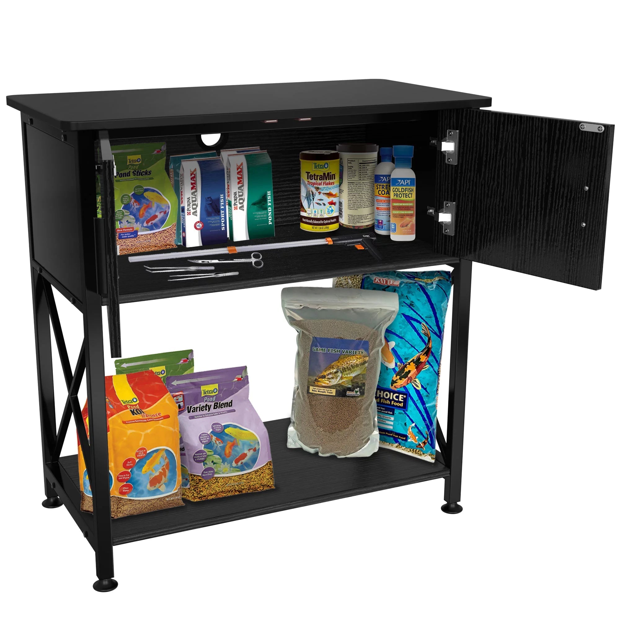 Fish Tank Stand Metal Aquarium Stand for 20 Gallon Long with Accessories Storage - BIG FRENCHIES