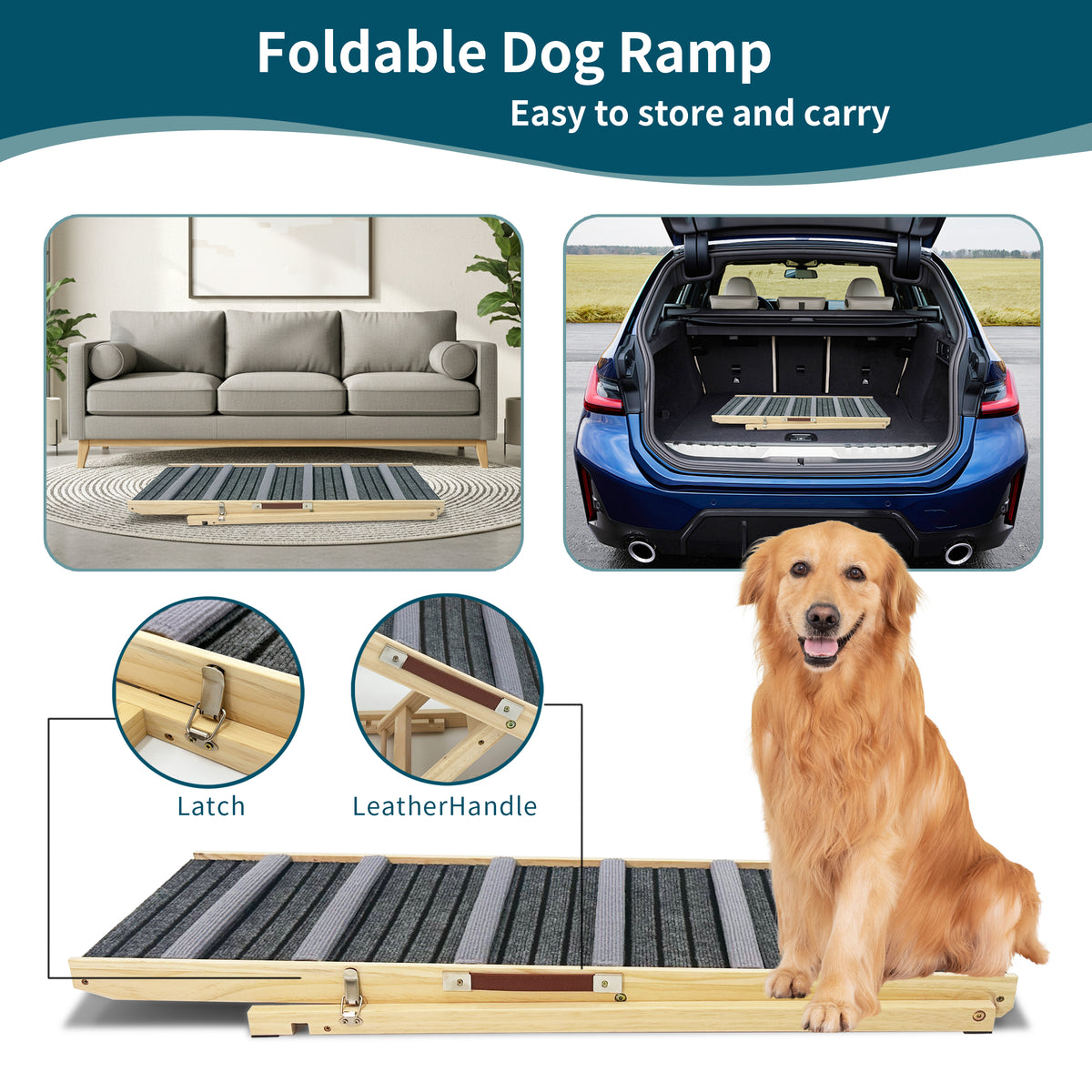2026 Upgraded Dog Ramp for Couch, Small Dog Ramp for Sofa, 6 Adjustable Height from 14'' to 25", Portable Stable Pet Ste