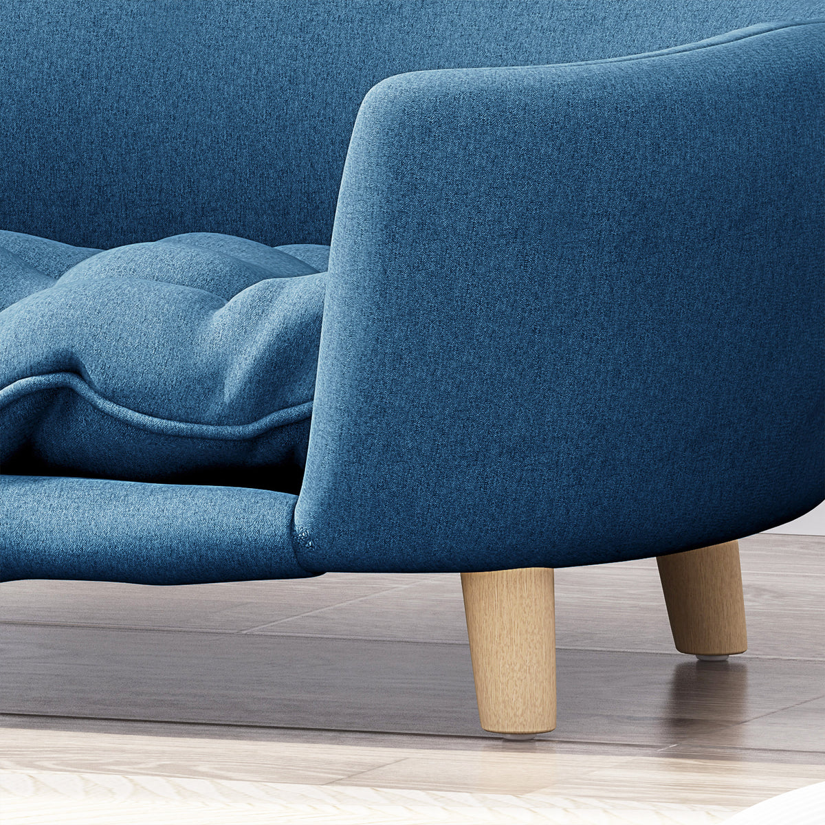 Elevated Dog Bed Frame for Small Dog, Fabric Pet Couch Bed with Rubber Wood Legs and Supportive Foam, Navy Blue, Easy As