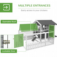 Wooden Chicken Coop with Run for 1-2 Chickens, 68" x 59" x 42"