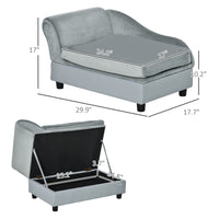 Luxury Fancy Dog Couch with Hidden Storage, Small Dog Sofa Bed with 2" Soft Foam, Modern Pet Furniture for Puppies & Lit