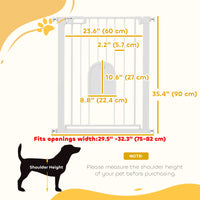 30"-32" Extra Wide Pet Gate Barrier with Small Door, 35"H Dog Gate with Safety Gate Barrier, Stair Pressure Fit, White