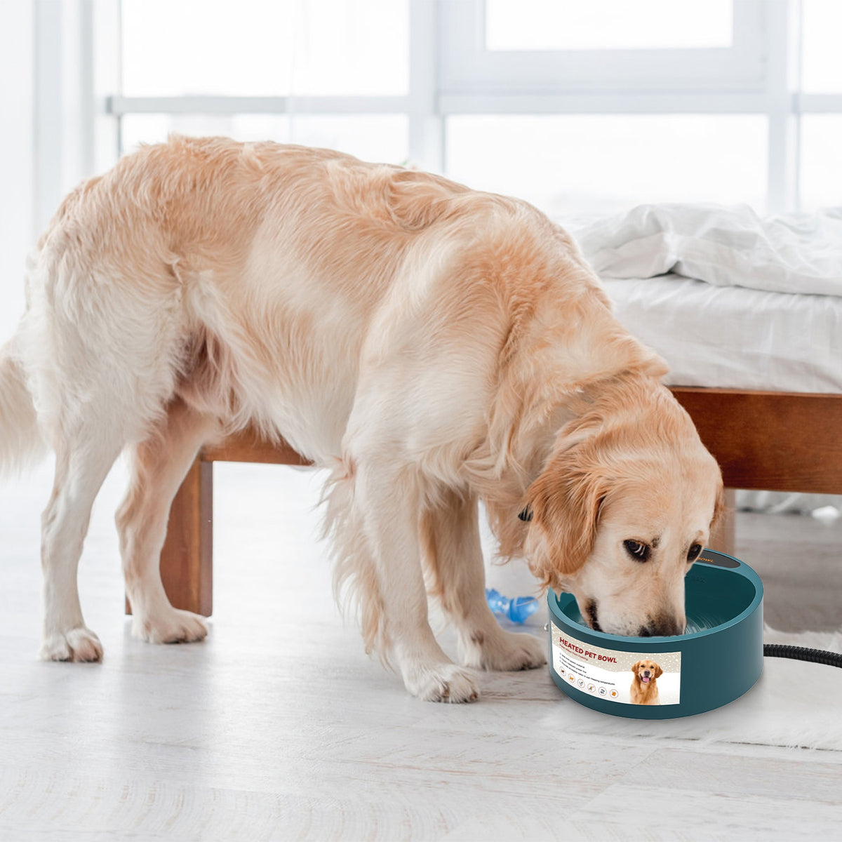 1Pc Heated Water Bowl For Dog Cat 74.4OZ Heating Water Dish IP67 Waterproof Thermal Water Bowl Heated Pet Bowl Dog Cat W