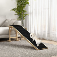 Dog Ramp for Bed, Pet Ramp for Dogs with Non-Slip Carpet and Top Platform, 74" x 16" x 25", Natural